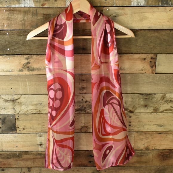 Pink and Cream Geometric Scarf/Wrap - Picture 3 of 7